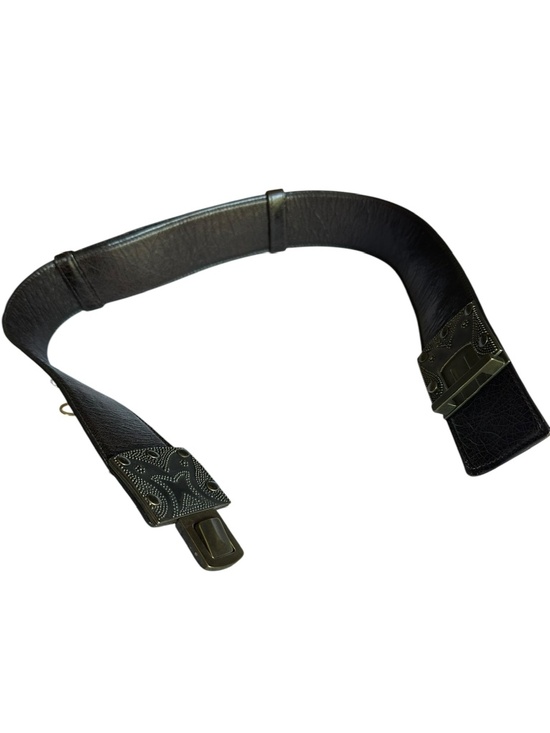 Vintage Donna Karan Dark Brown Genuine Leather Push Lock Waist Unisex Belt M 80s main image 9